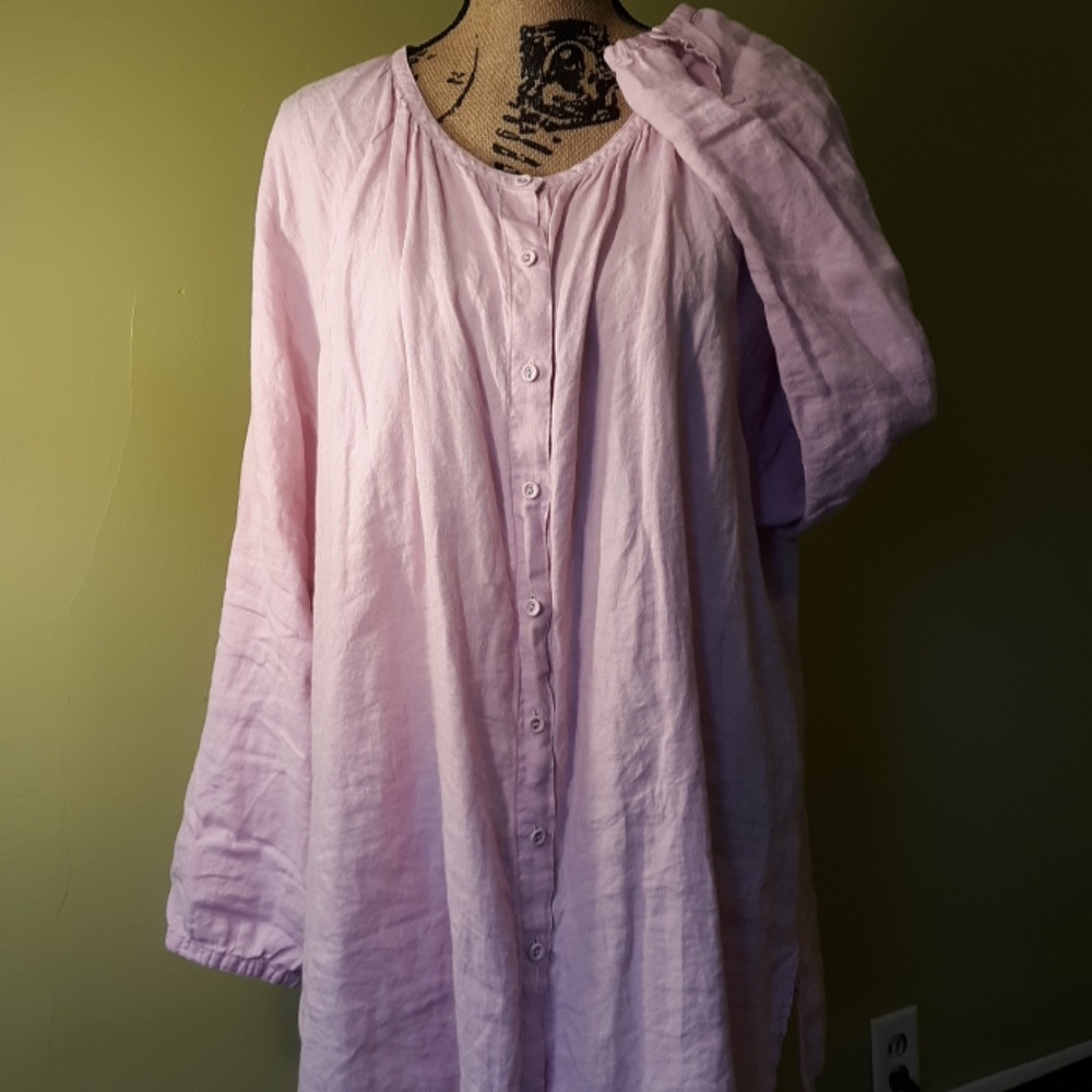 Eileen Fischer Pink Linen 2X Top